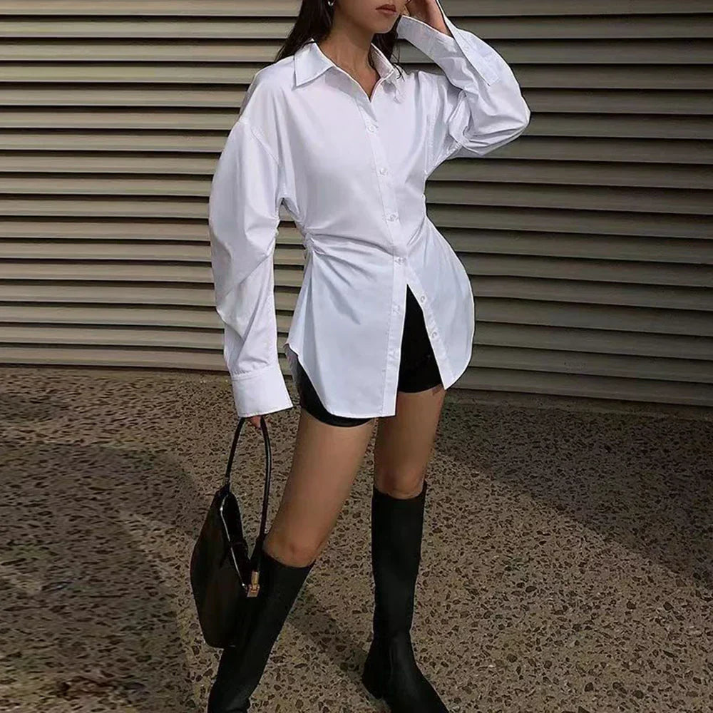 Saskia – Oversized zomer blouse met strikkraag