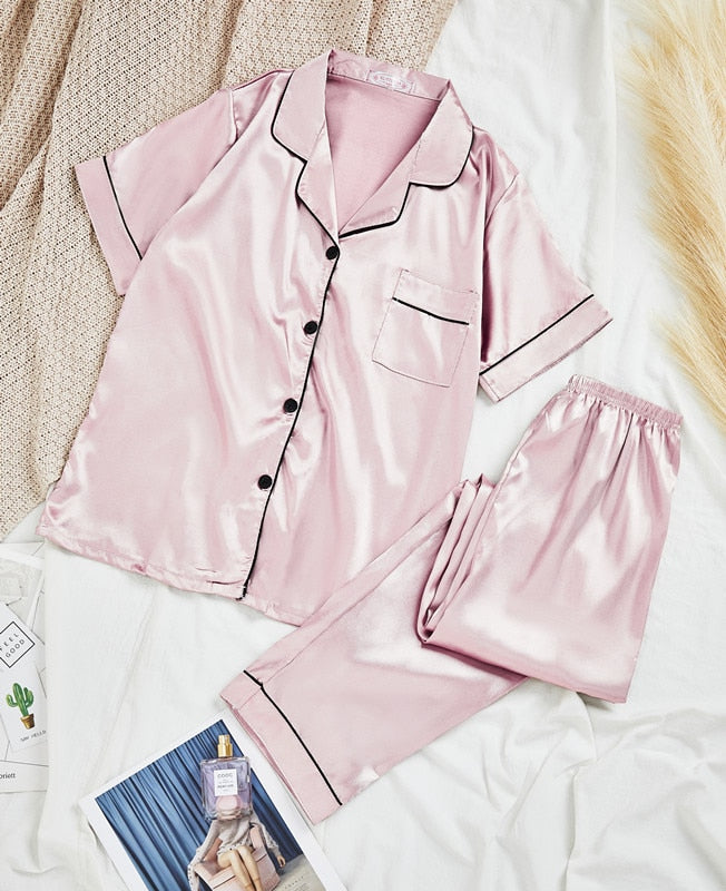 Jade – pyjamaset met V-hals en elastische taille