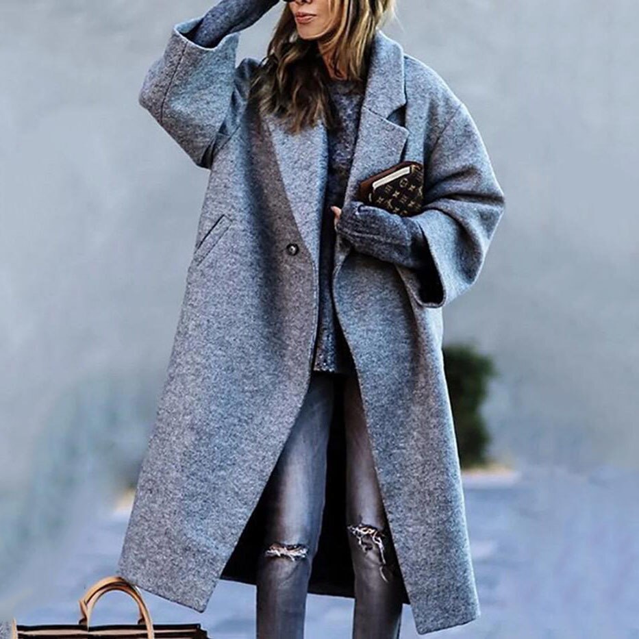 Jolie – lange trenchcoat met effen kleur en elegante snit