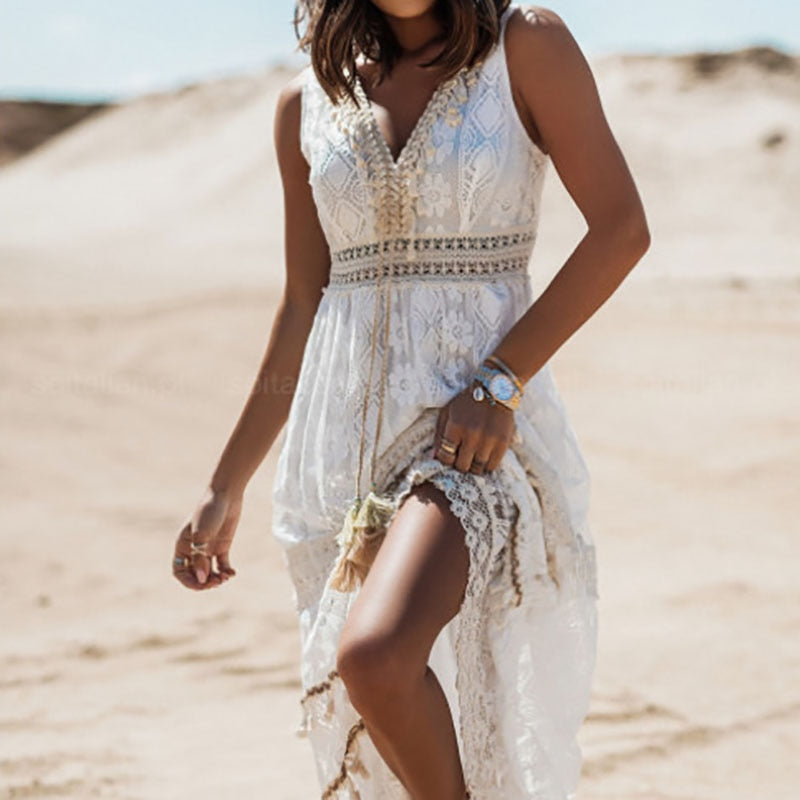 Elena - Luchtige Boho Zomerjurk Dames Met Mouwen