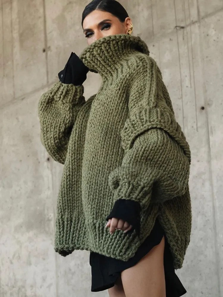 Camden – oversized gebreide trui met wijde kraag en chunky structuur