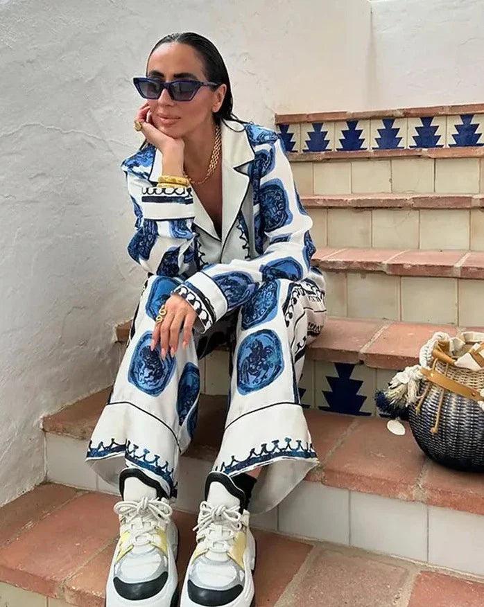 Isabelle – Delftstblauwe Print Oversized Zomer Set