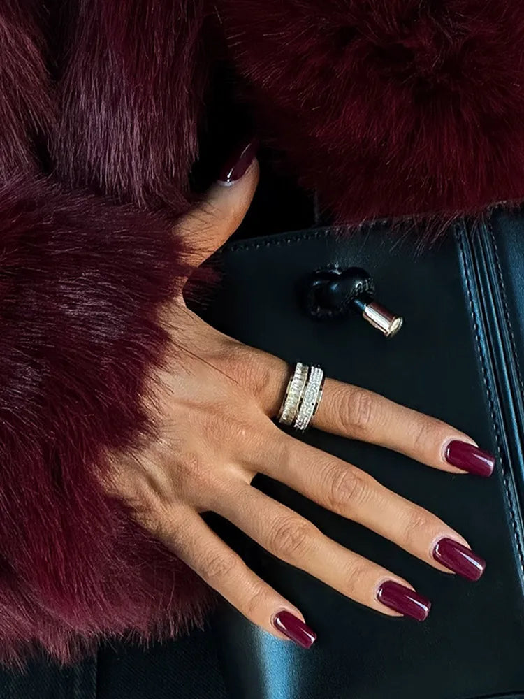 Mia - Burgundy fur coat
