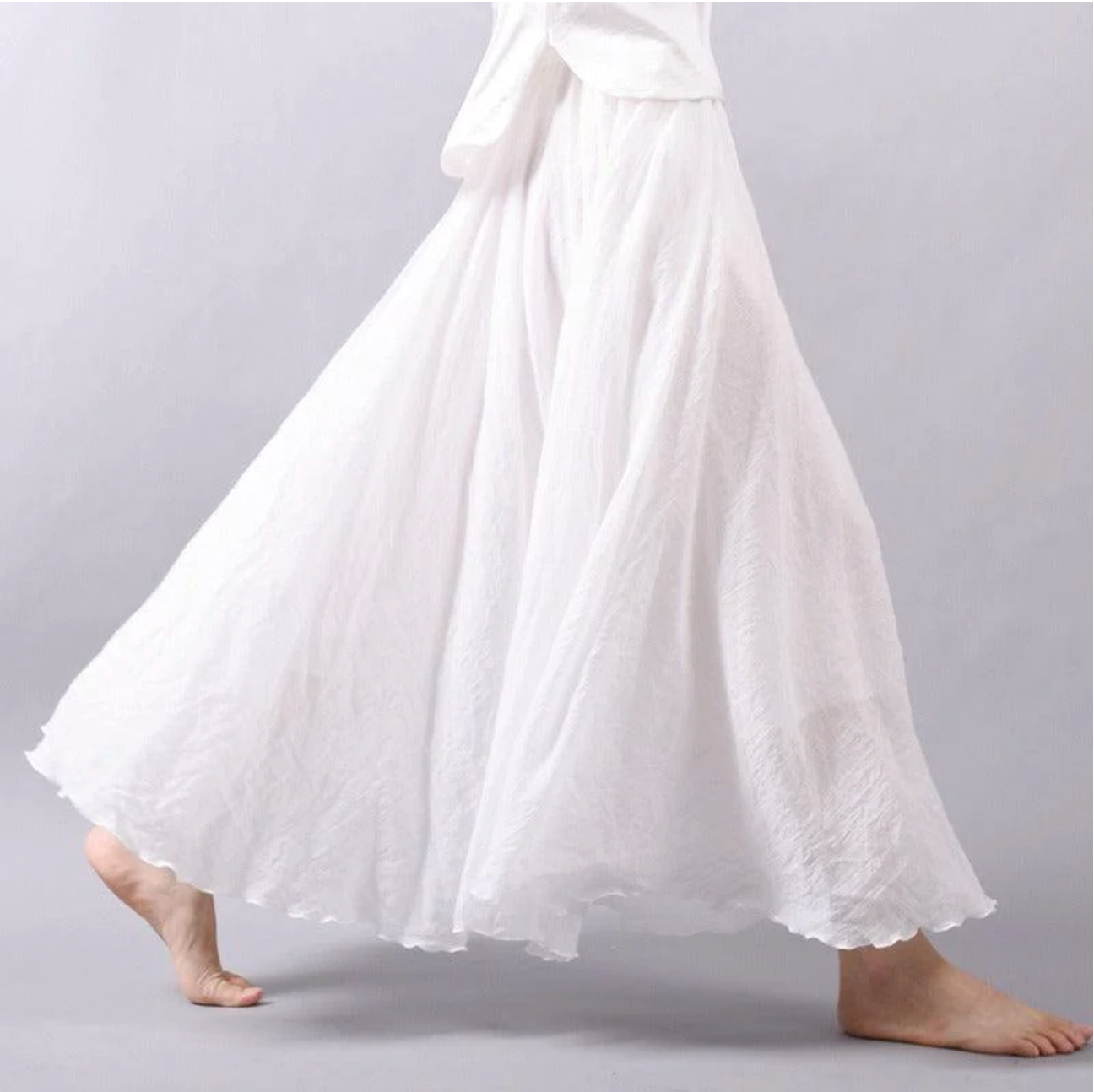 Lotte – Gevoerde Linnen Maxi Rok Met Elastische Taille