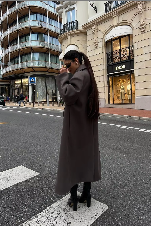 Ashmoor – oversized wolmix jas met double-breasted sluiting en lange snit