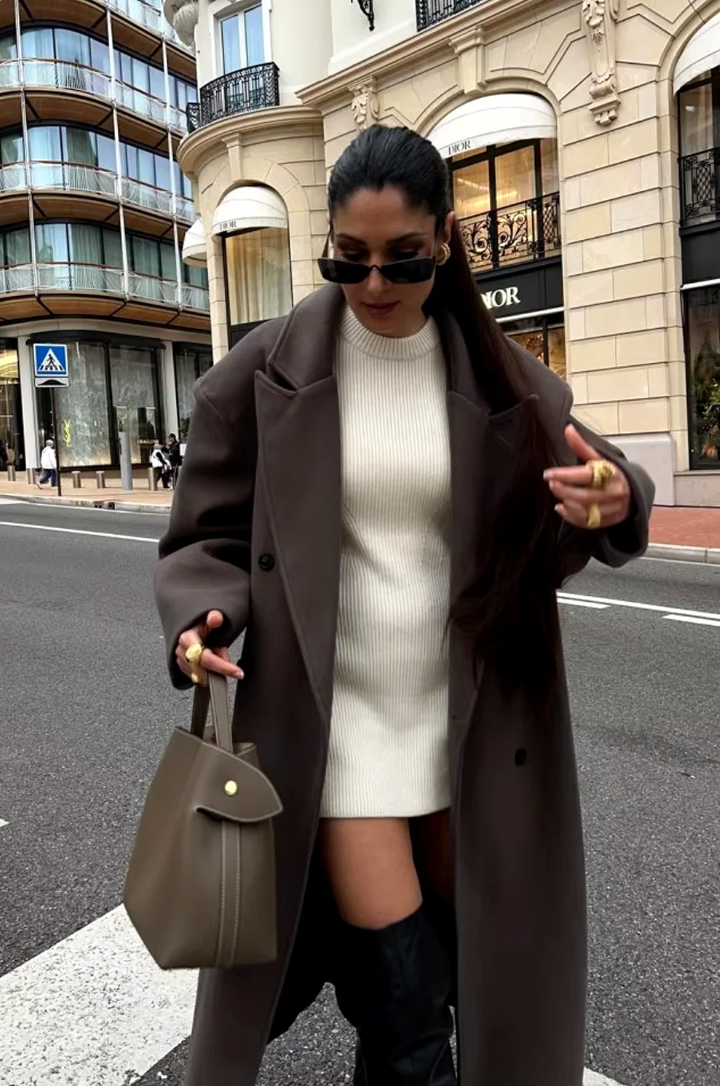 Ashmoor – oversized wolmix jas met double-breasted sluiting en lange snit