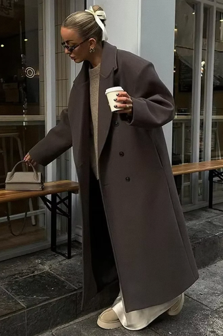 Ashmoor – oversized wolmix jas met double-breasted sluiting en lange snit
