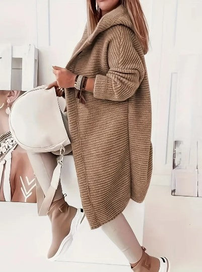 Laura – lange cardigan-vest met capuchon en relaxte pasvorm
