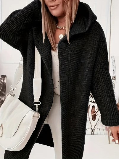 Laura – lange cardigan-vest met capuchon en relaxte pasvorm