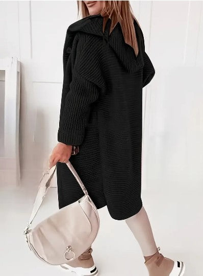 Laura – lange cardigan-vest met capuchon en relaxte pasvorm
