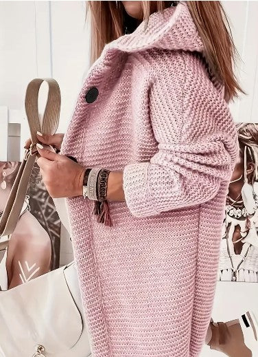 Laura – lange cardigan-vest met capuchon en relaxte pasvorm