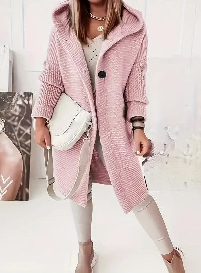 Laura – lange cardigan-vest met capuchon en relaxte pasvorm