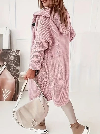 Laura – lange cardigan-vest met capuchon en relaxte pasvorm