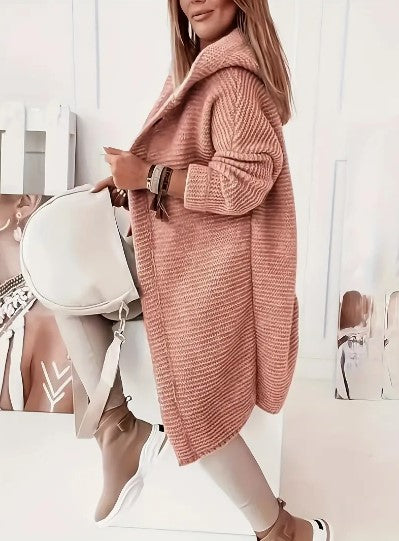 Laura – lange cardigan-vest met capuchon en relaxte pasvorm