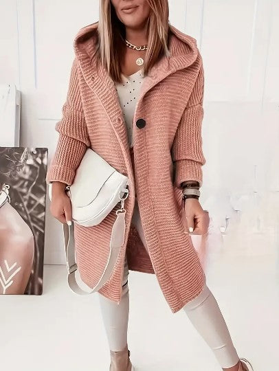 Laura – lange cardigan-vest met capuchon en relaxte pasvorm