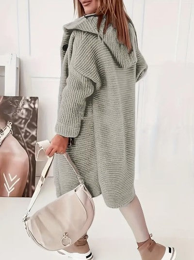 Laura – lange cardigan-vest met capuchon en relaxte pasvorm