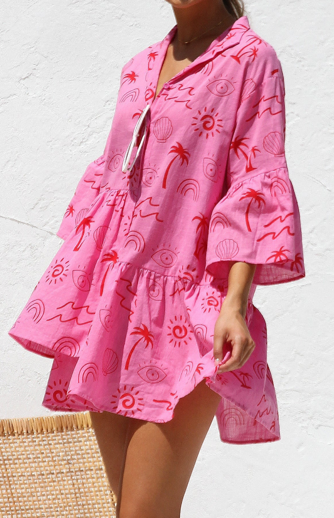 Kate – V-hals Tuniekjurk met abstracte print en losvallende pasvorm