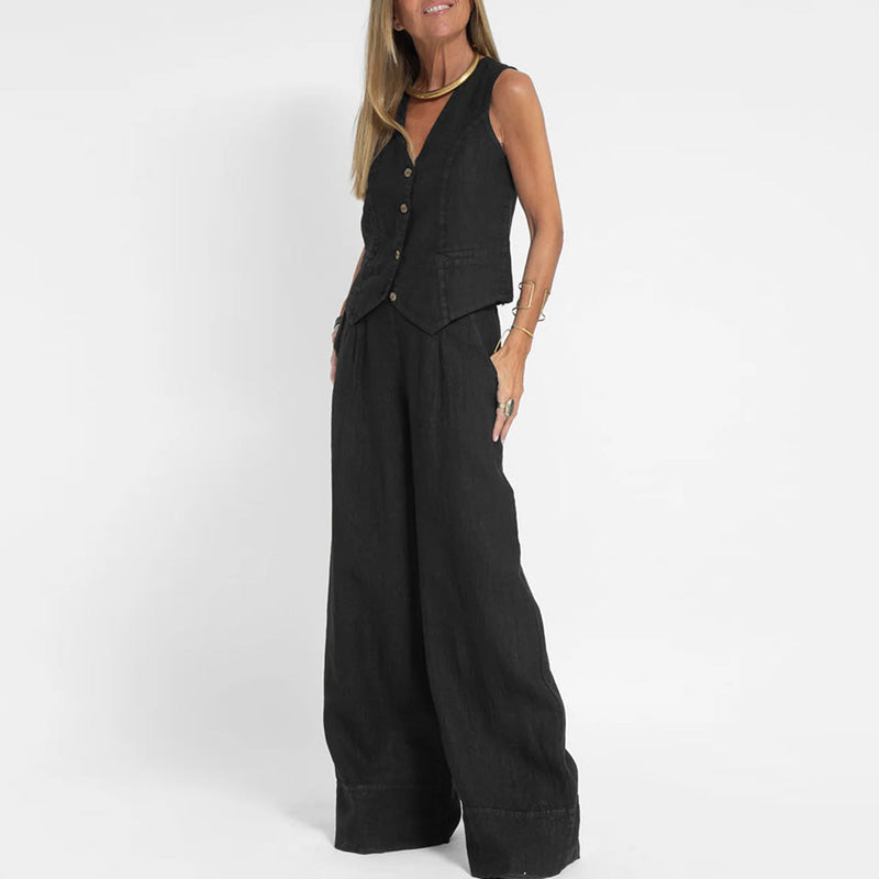 Yara - Mouwloze Linnen Gillet Set