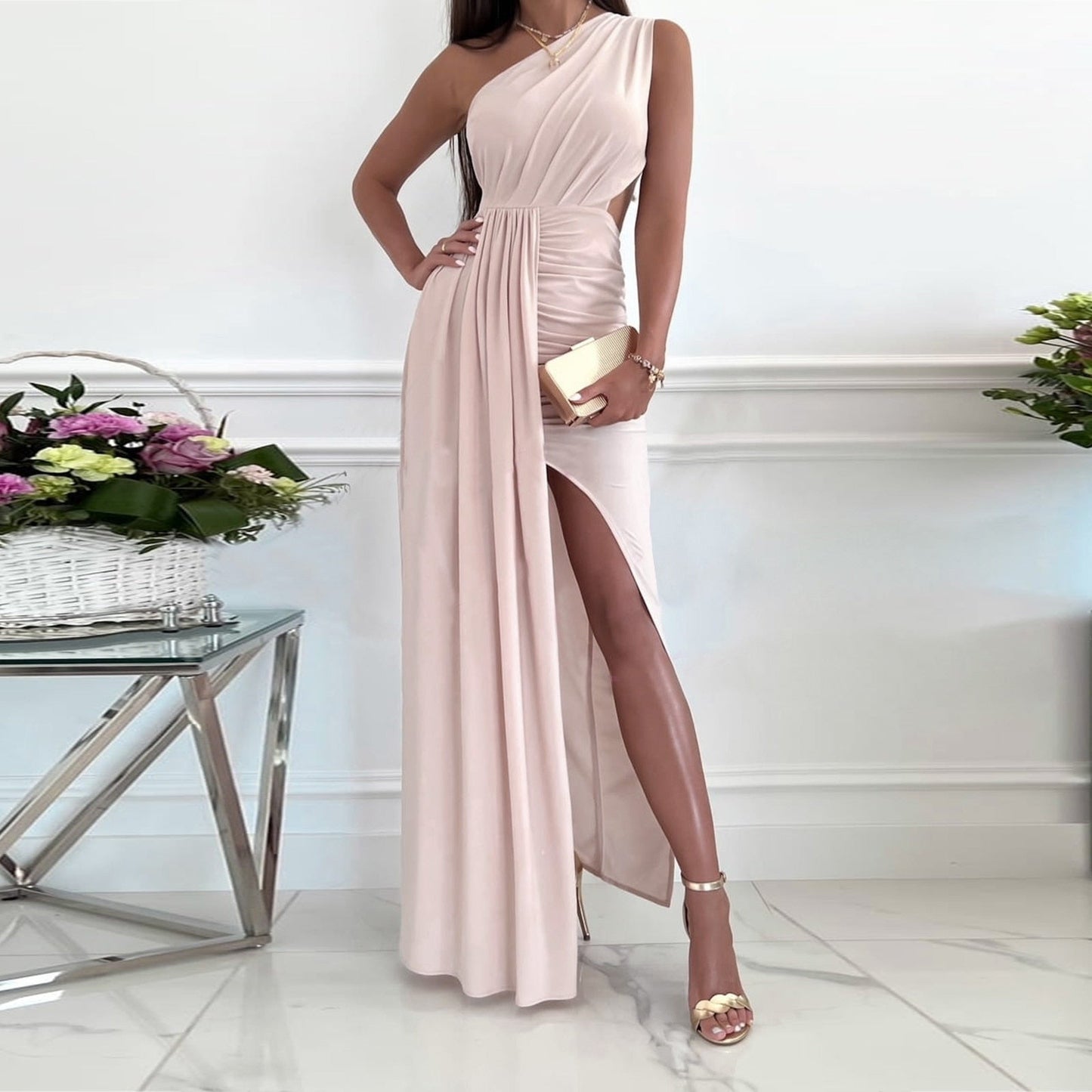 Lena – viscose Maxi zomer jurk met v-hals