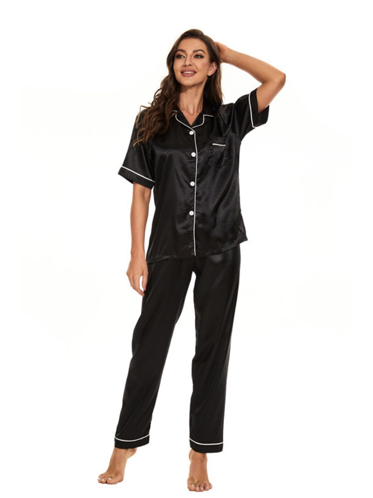 Jade – pyjamaset met V-hals en elastische taille
