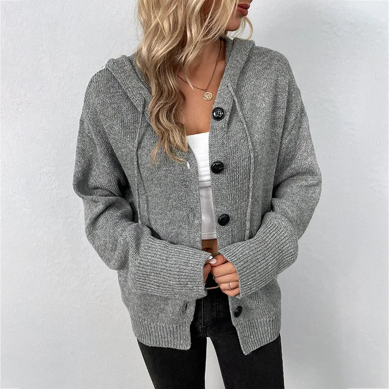 Bo – dikgebreid cardigan-vest met capuchon