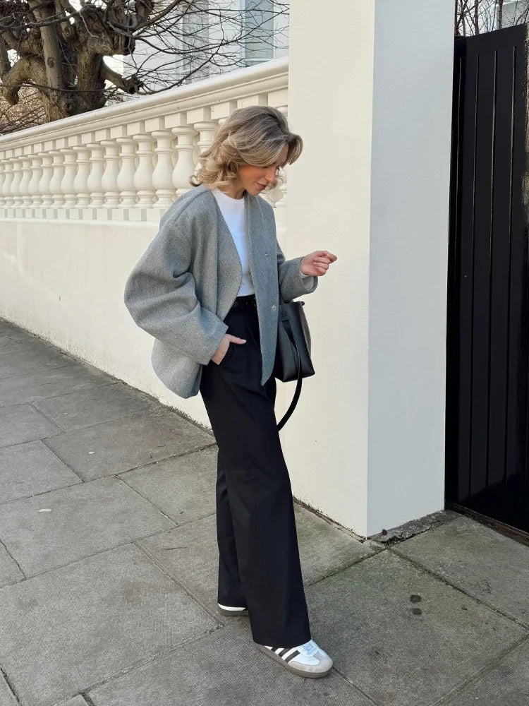Rowan – oversized wollen jas met dropped shoulders