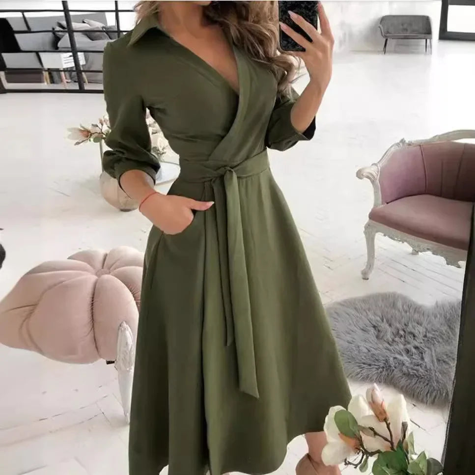 Julia – Getailleerde Maxi Wikkel Jurk Met tailleband