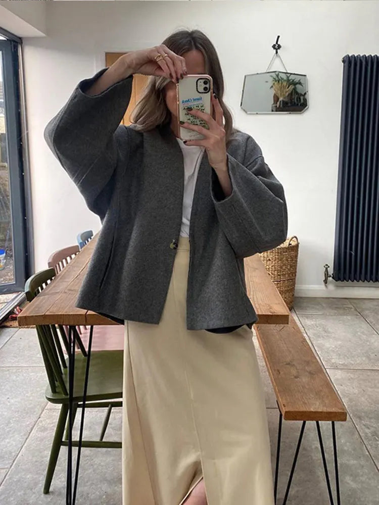 Rowan – oversized wollen jas met dropped shoulders