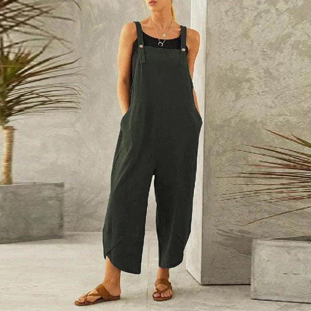 Addala – Casual lente jumpsuit met verstelbare bandjes en wijde pijpen