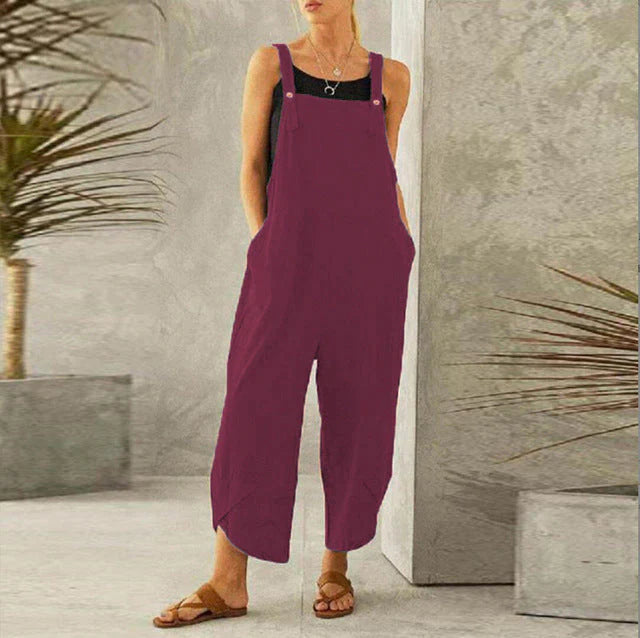 Addala – Casual lente jumpsuit met verstelbare bandjes en wijde pijpen