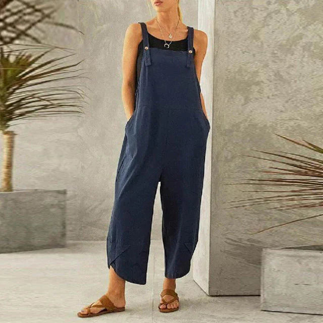 Addala – Casual lente jumpsuit met verstelbare bandjes en wijde pijpen