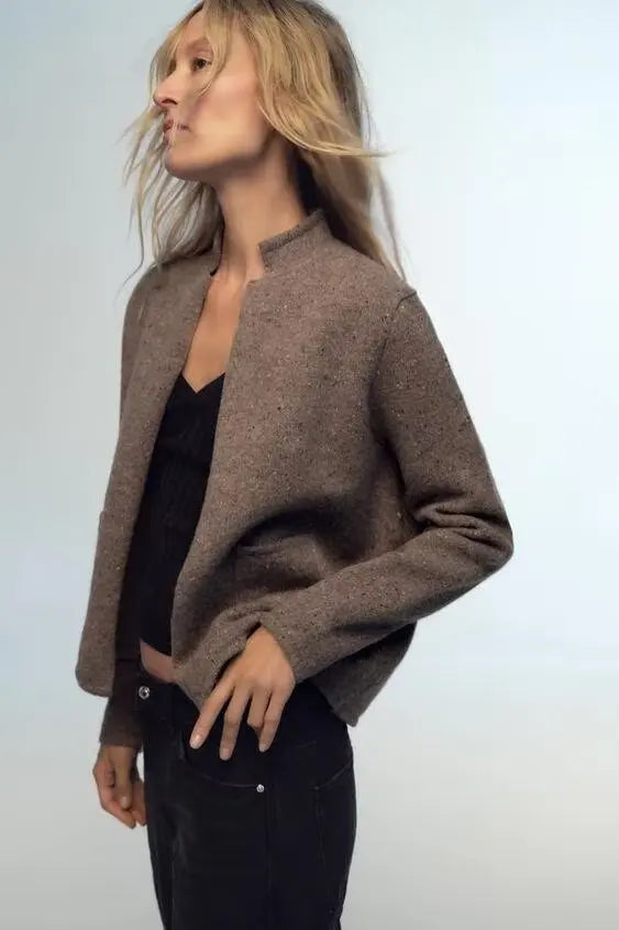 Ella – casual wollen cardigan vest met lange mouwen en zachte knit