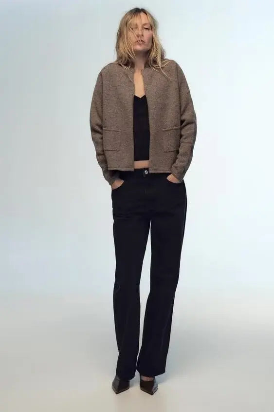 Ella – casual wollen cardigan vest met lange mouwen en zachte knit