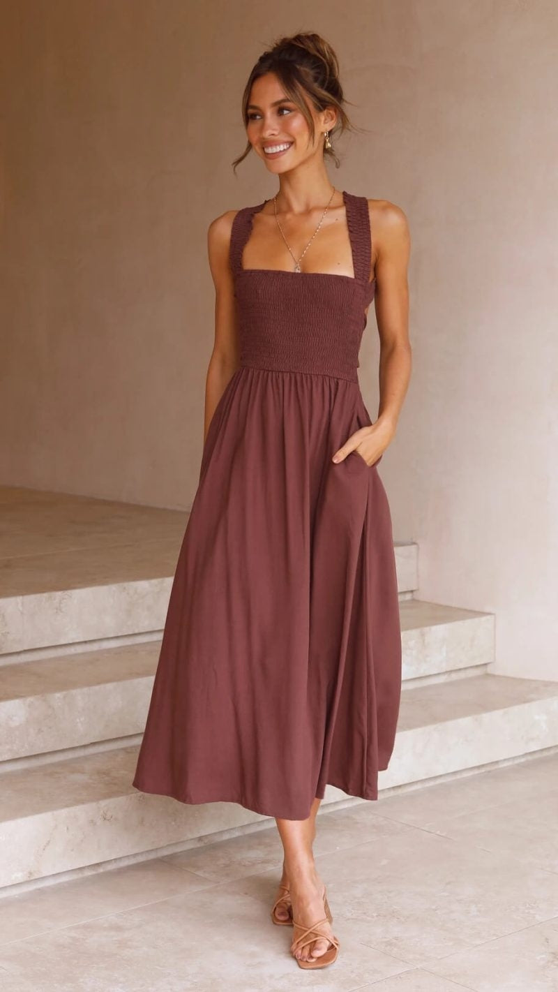 Laida – Maxi Jurk met Strak Lijf en Vloeiende Rok