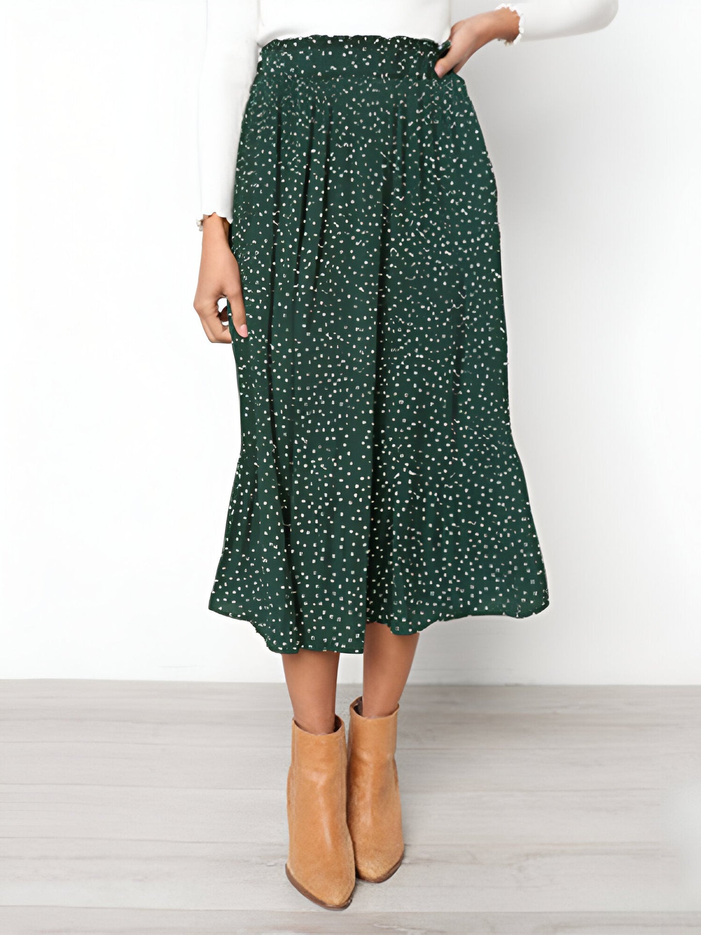 Flora – Bloemenprint midirok met hoge taille en geplooid design