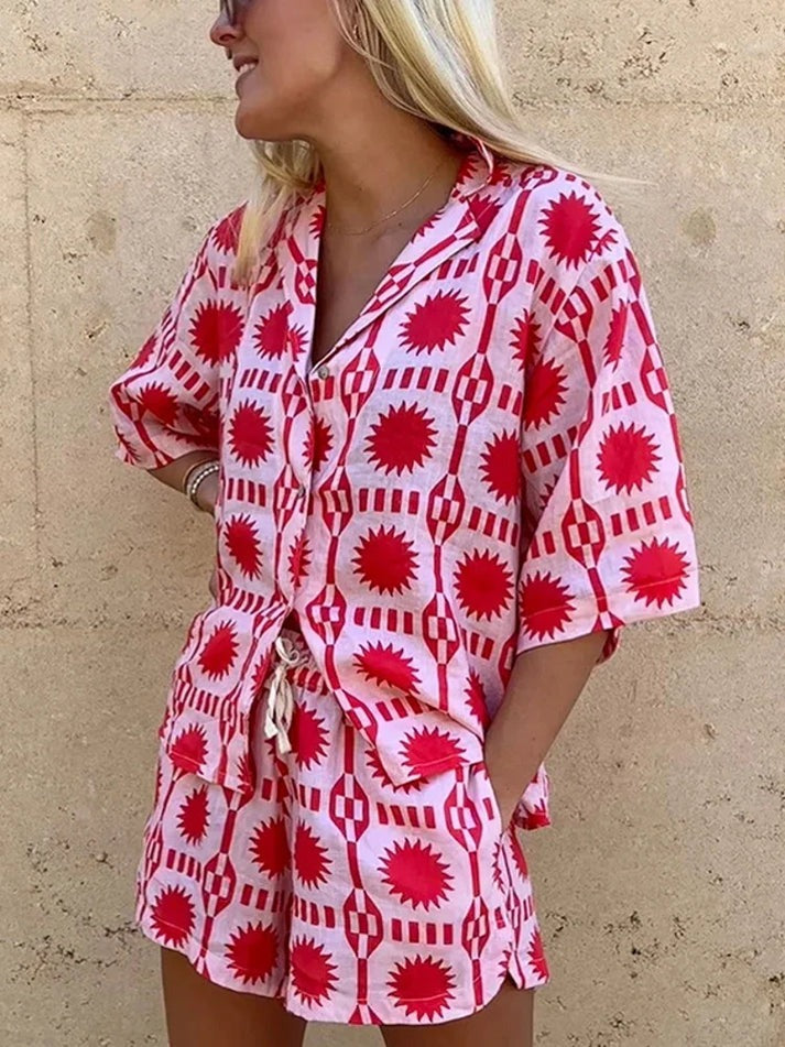 Chloe - Tweedelige Bloemenprint Zomerset Met Hoge Taille