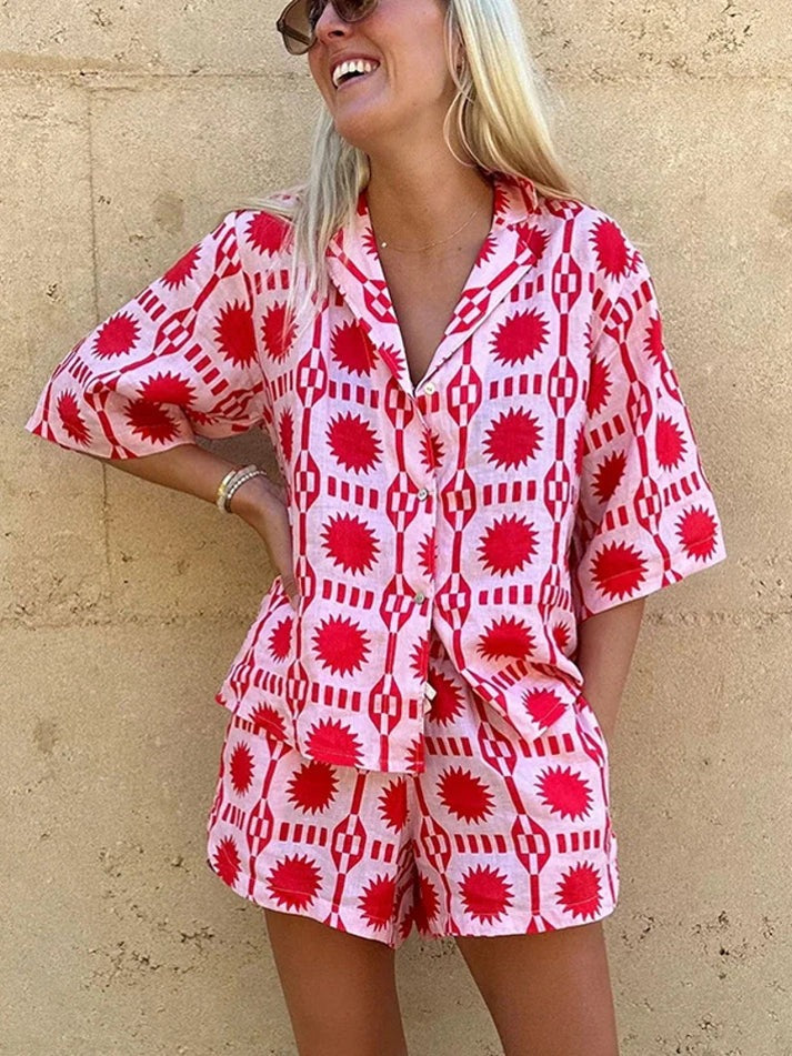 Chloe - Tweedelige Bloemenprint Zomerset Met Hoge Taille