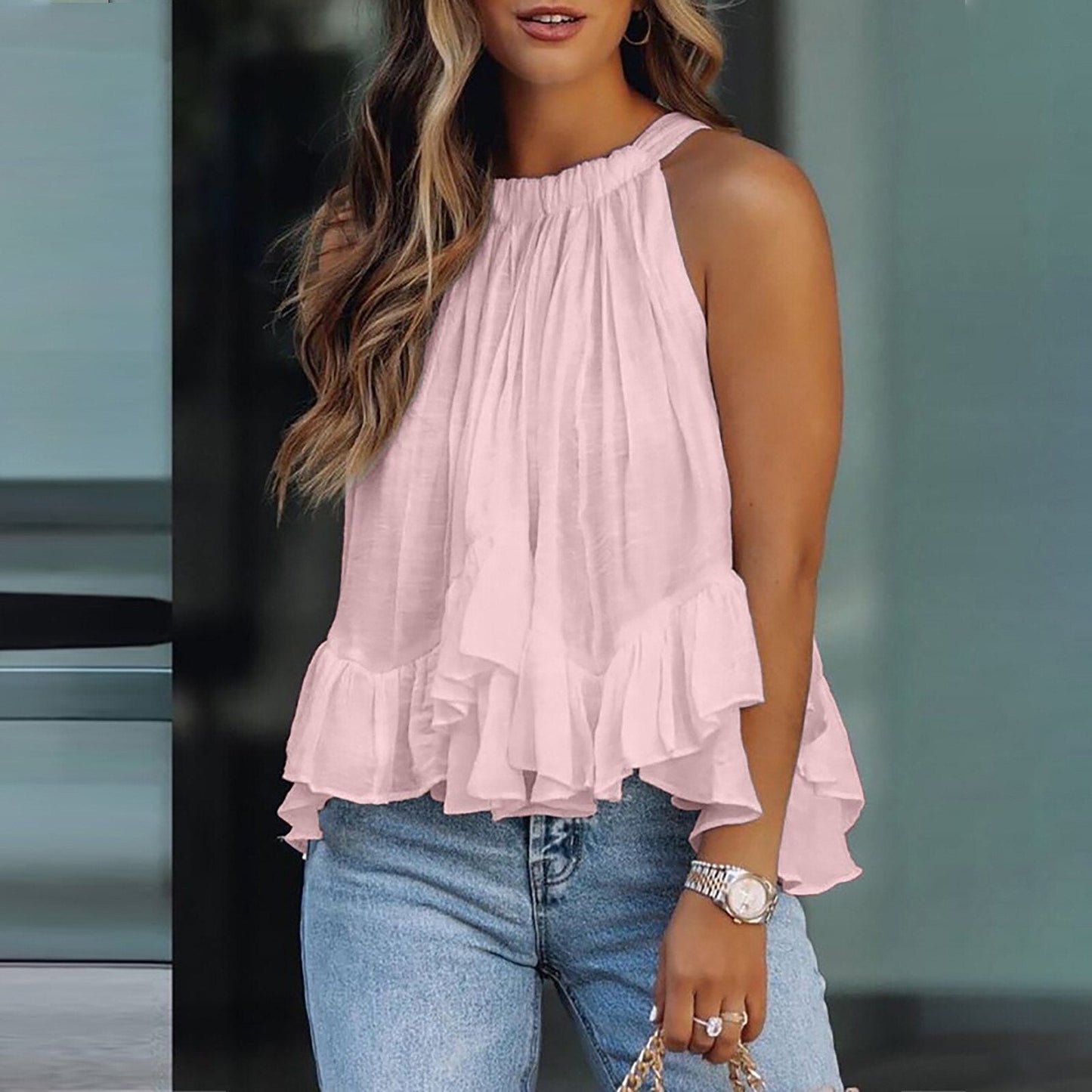 Sophie - Mouwloze Ruffle Halternek Zomer Top