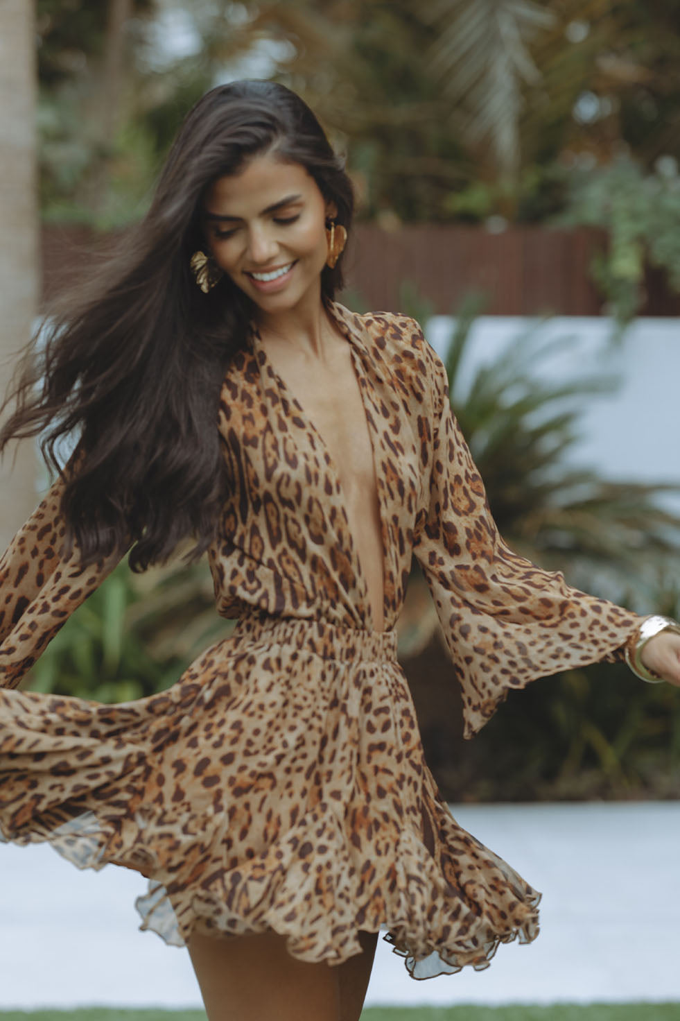 Lana – A-lijn jurk met luipaardprint en elastische taille