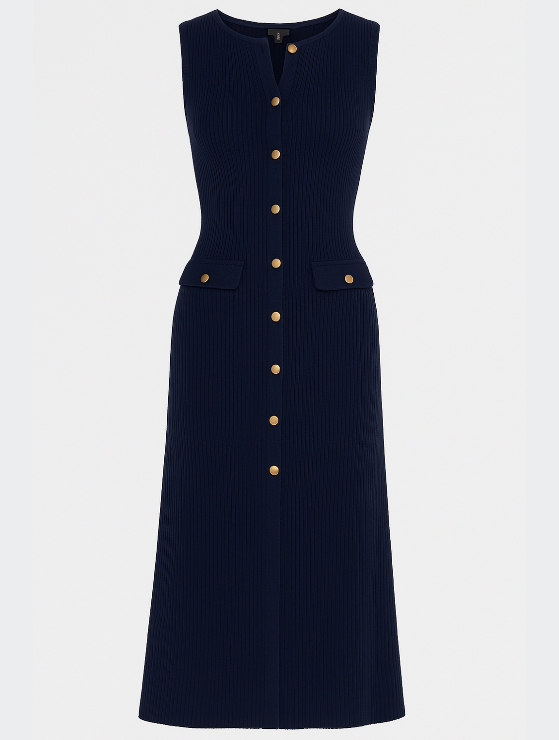 Anna – gebreide midi-jurk met knoopsluiting en taillezakken