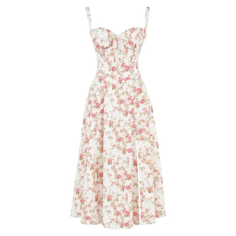 Fiona - Zomerjurk met Bustier Pasvorm en Bloemenprint