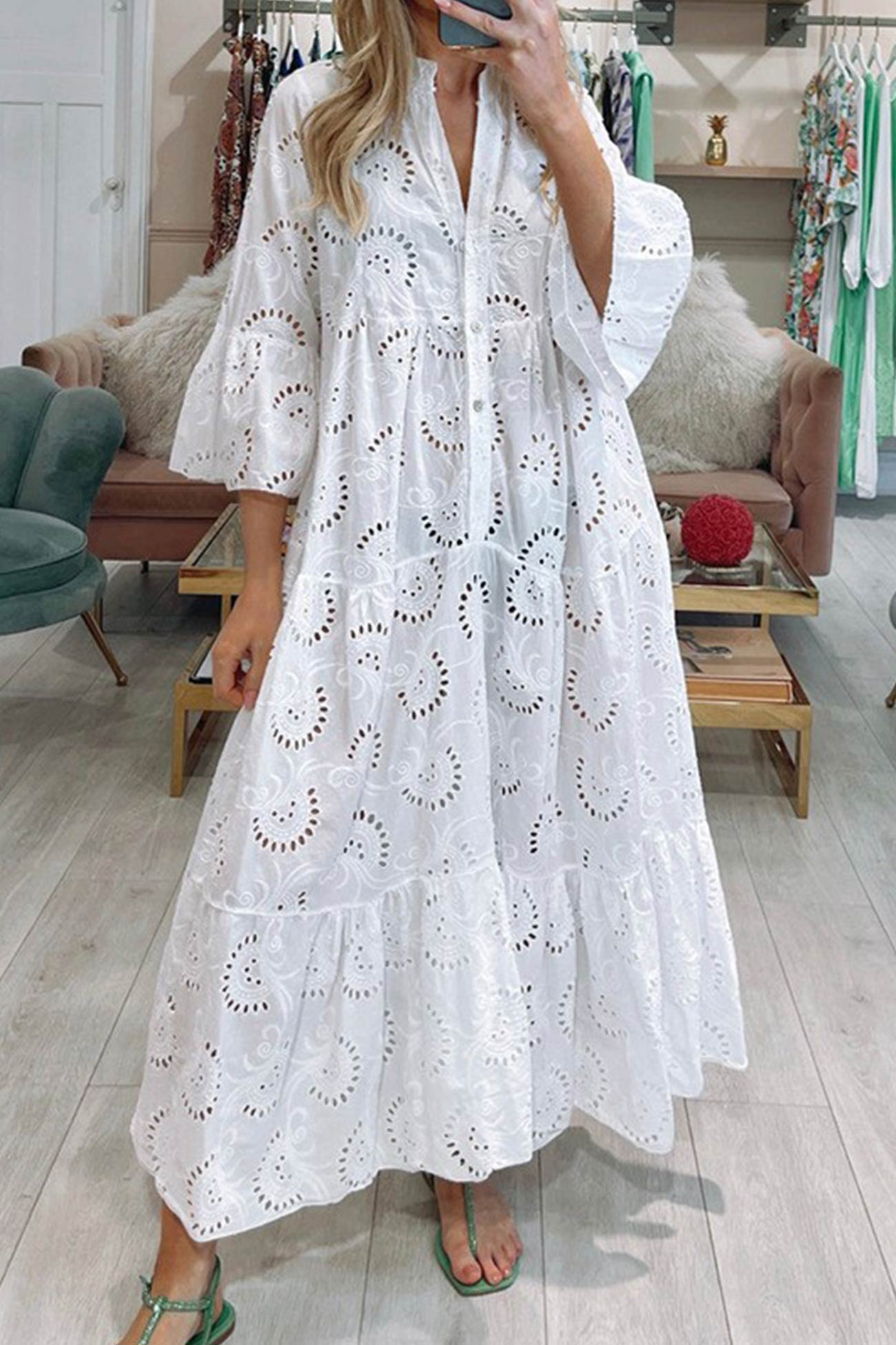 Flora – Maxi-jurk met romantische bloemenprint en vloeiende rok