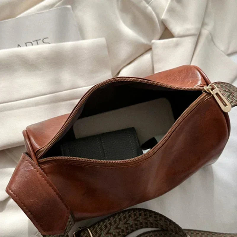 Tess – vintage crossbody schoudertas met brede canvasband