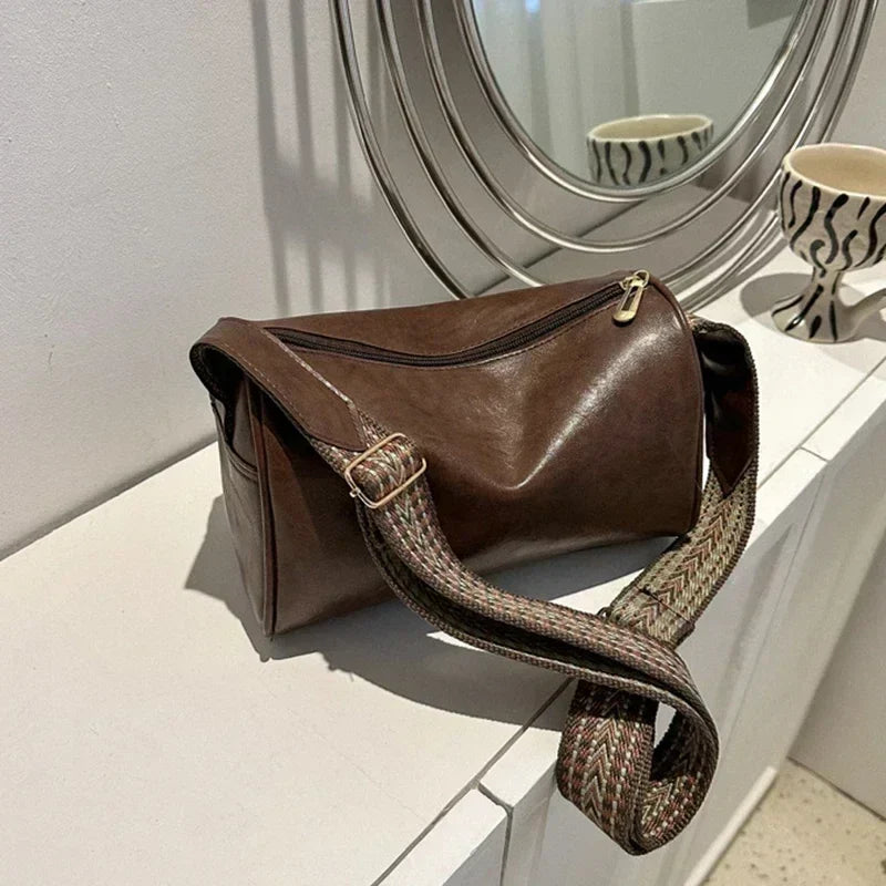 Tess – vintage crossbody schoudertas met brede canvasband