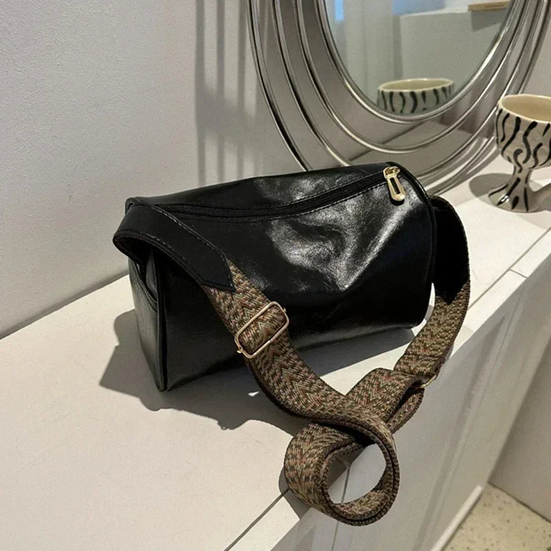 Tess – vintage crossbody schoudertas met brede canvasband