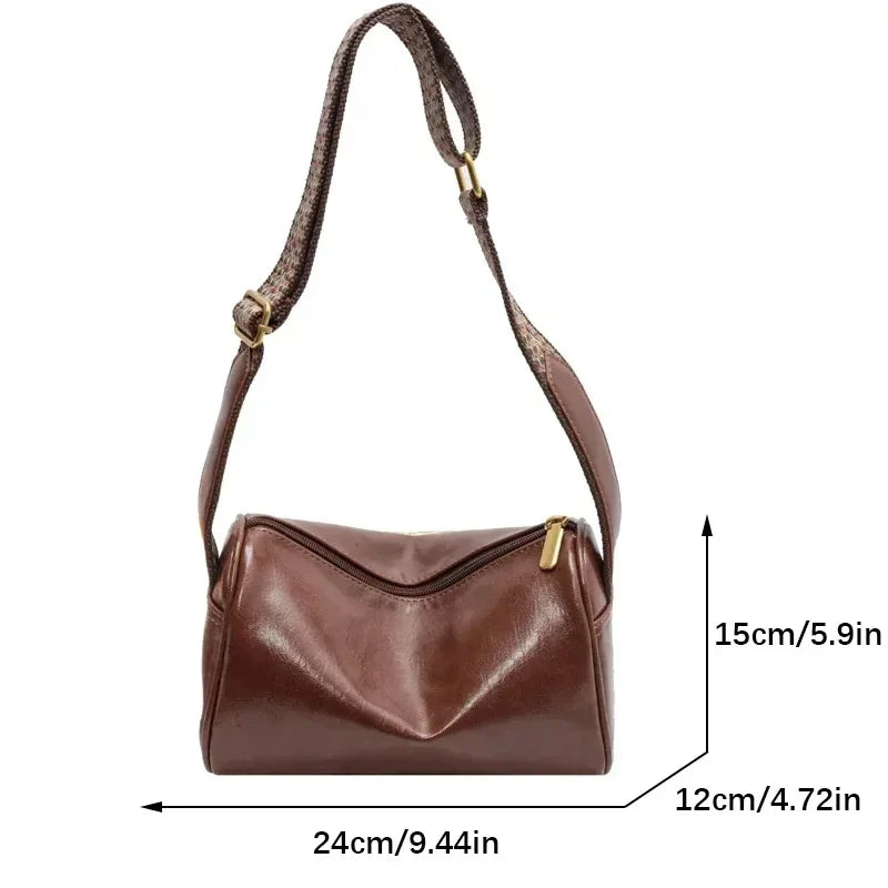 Tess – vintage crossbody schoudertas met brede canvasband
