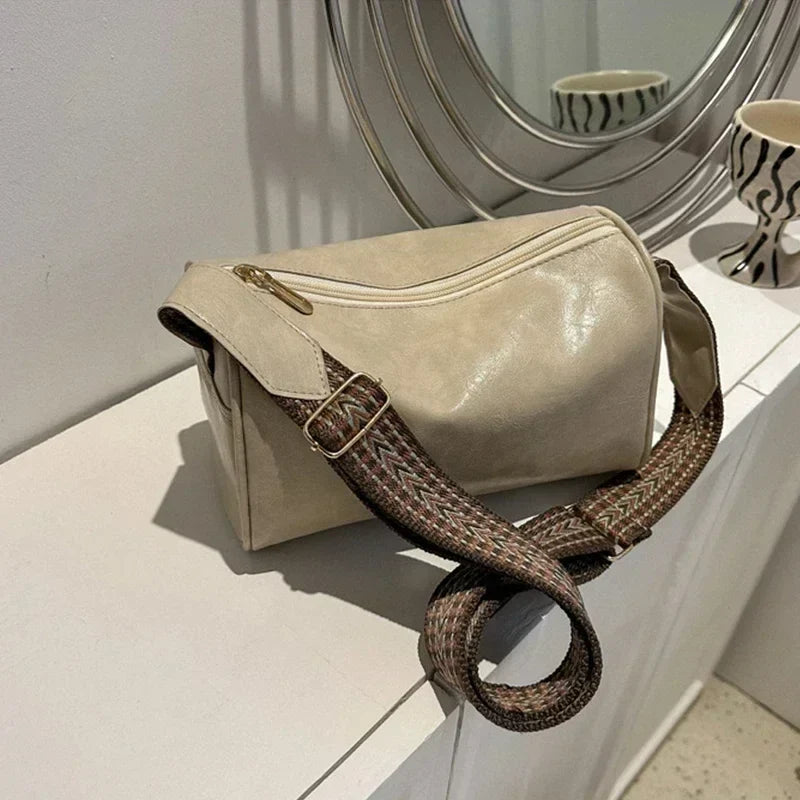 Tess – vintage crossbody schoudertas met brede canvasband