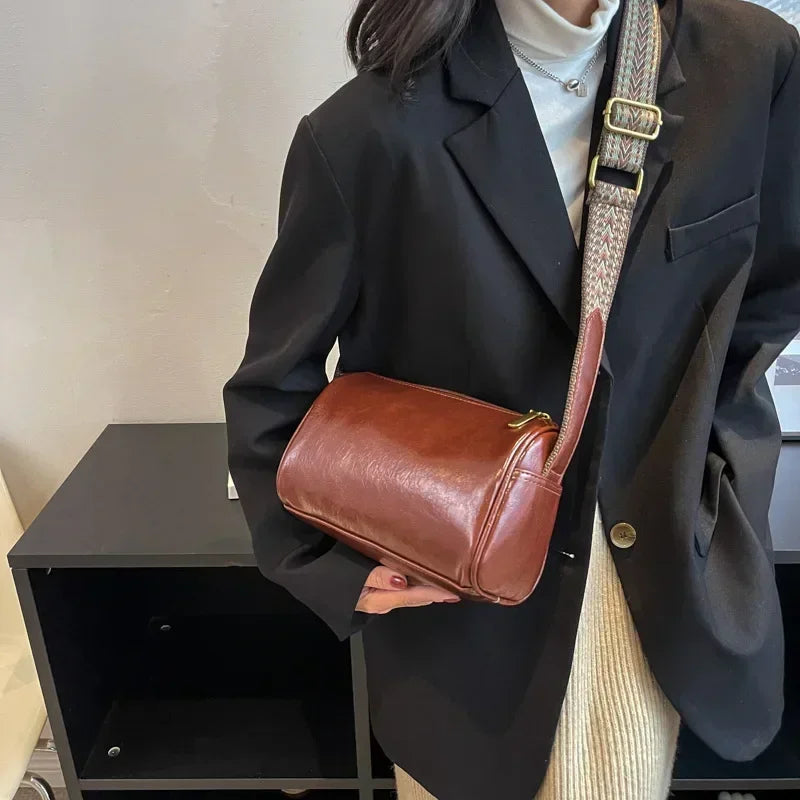 Tess – vintage crossbody schoudertas met brede canvasband