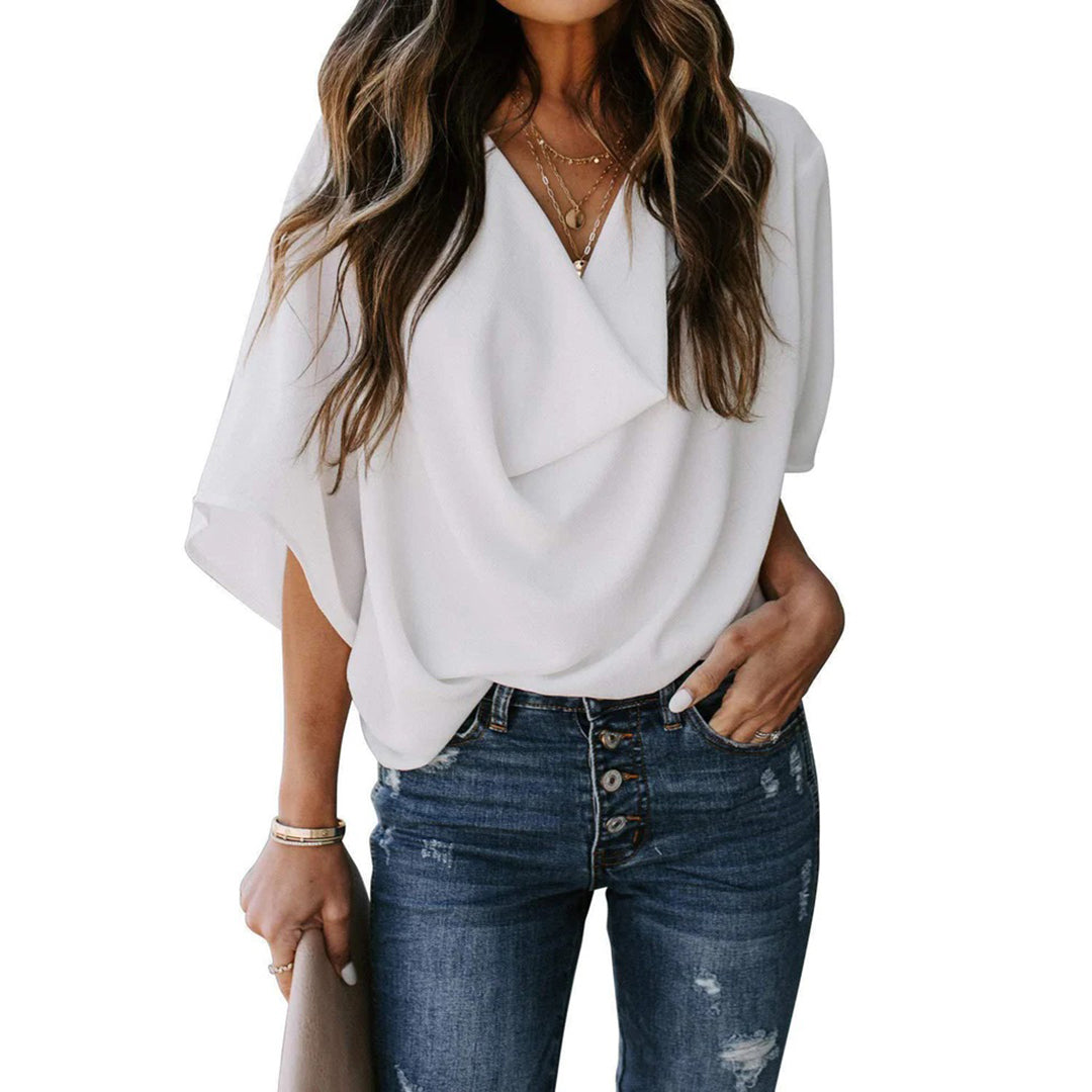 Nellie – Zomer Gedrapeerde Blouse