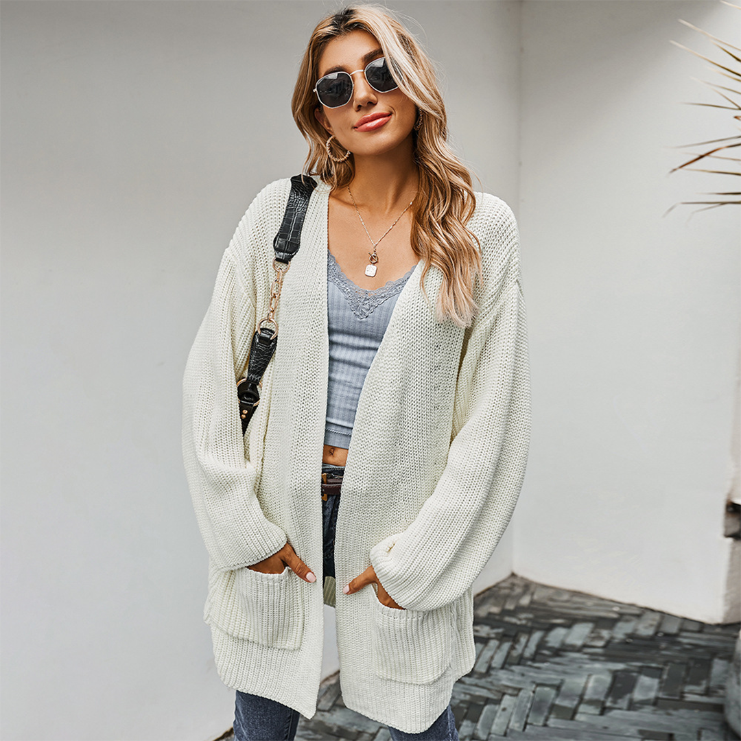 Mikaela – comfortabel cardigan vest met cut-out details en zakken